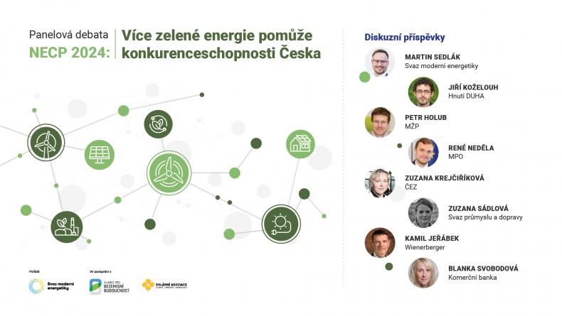 Panelová debata NECP 2024: Více zelené energie pomůže konkurenceschopnosti Česka